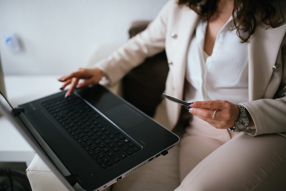 Reviewing an order on a laptop